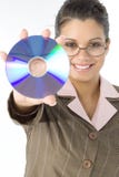 Beautiful Woman With Compact Disc In Hand Royalty Free Stock Photos Beautiful Woman With Compact Disc In Hand Royalty Free Stock Photos