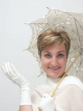 Beautiful Woman With Fancy Umbrella Royalty Free Stock Image