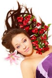Beautiful Woman With Flowers Stock Image