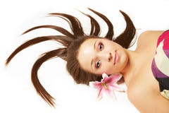 Beautiful Woman With Flowers In Hair Royalty Free Stock Photos