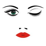 Graphic background lips lashes with red