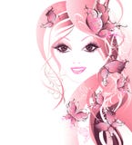 Beautiful Women With Butterflies In Hair. Vector Stock Photos Beautiful Women With Butterflies In Hair. Vector Stock Photos