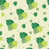Beautiful yellow seamless pattern of green palm leaves repeating elements. stock illustration Beautiful yellow seamless pattern of green palm leaves repeating elements. stock illustration