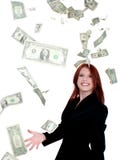 Beautiful Young Business Woman Throwing Money Into Air