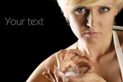 Beautiful young girl with ice stock images Beautiful young girl with ice stock images