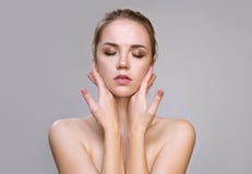 Beautiful Young Woman with Clean Fresh Skin . Facial treatment royalty free stock image Beautiful Young Woman with Clean Fresh Skin . Facial treatment royalty free stock image