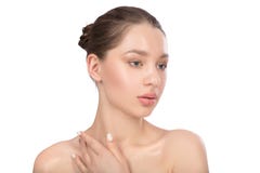 Beautiful young woman with clean perfect skin. Beauty portrait. Spa royalty free stock photos Beautiful young woman with clean perfect skin. Beauty portrait. Spa royalty free stock photos