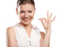 Beautiful Young Woman Signaling Ok Royalty Free Stock Photography Beautiful Young Woman Signaling Ok Royalty Free Stock Photography