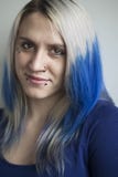Beautiful Young Woman With Blue Hair Royalty Free Stock Images