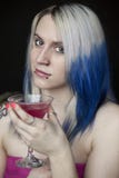 Beautiful Young Woman With Blue Hair And Pink Dress Royalty Free Stock Photos