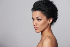 Beauty closeup profile portrait of beautiful woman stock photo Beauty closeup profile portrait of beautiful woman stock photo