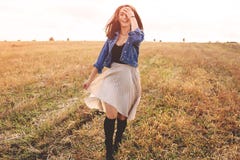 Beauty Girl Outdoors Enjoying Nature. Free Happy Woman Royalty Free Stock Photos Beauty Girl Outdoors Enjoying Nature. Free Happy Woman Royalty Free Stock Photos