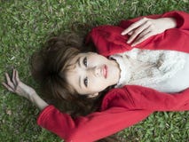 Beauty, Grass, Girl, Black Hair Royalty Free Stock Photography Beauty, Grass, Girl, Black Hair Royalty Free Stock Photography