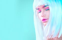 Beauty High Fashion Model Girl Portrait With White Short Hair