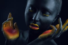 Beauty portrait of a girl with color make-up stock photos Beauty portrait of a girl with color make-up stock photos
