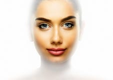 Beauty portrait of woman with beautiful skin face over clean white royalty free stock photos Beauty portrait of woman with beautiful skin face over clean white royalty free stock photos