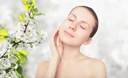 Beauty and skin care concept - portrait of beautiful young woman stock image Beauty and skin care concept - portrait of beautiful young woman stock image