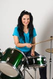 Beauty Woman Drummer Royalty Free Stock Photography