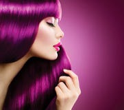Beauty woman with purple hair