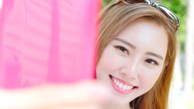 Woman selfie happily stock image Woman selfie happily stock image