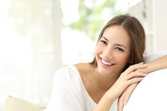 Beauty Woman With White Smile At Home Stock Photo Beauty Woman With White Smile At Home Stock Photo