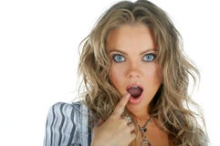 Beauty Woman Wonder Face With Open Mouth Stock Images