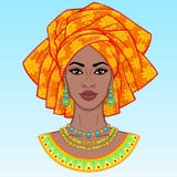 Beauté africaine Un portrait d'animation de la jeune femme de couleur dans un turban illustration libre de droits Beauté africaine Un portrait d'animation de la jeune femme de couleur dans un turban illustration libre de droits