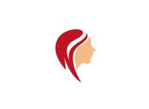 Beauté de femmes et logo rouge de cheveux de soin illustration de vecteur Beauté de femmes et logo rouge de cheveux de soin illustration de vecteur