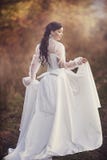 Beauté magnifique de brune dans une robe démodée photo libre de droits Beauté magnifique de brune dans une robe démodée photo libre de droits