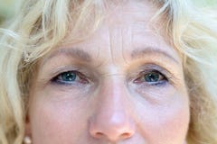 Bebouwd gezichtsportret van aantrekkelijke hogere vrouw stock foto Bebouwd gezichtsportret van aantrekkelijke hogere vrouw stock foto