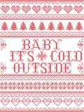 Bebé inconsútil su estilo escandinavo de la tela del exterior frío, inspirado por la Navidad noruega, modelo festivo del invierno Foto de archivo Bebé inconsútil su estilo escandinavo de la tela del exterior frío, inspirado por la Navidad noruega, modelo festivo del invierno Foto de archivo