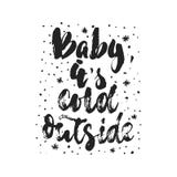 Bebé, él exterior frío del ` s - dé las vacaciones de invierno de la Navidad exhausta y del Año Nuevo poniendo letras a cita aisl ilustración del vector Bebé, él exterior frío del ` s - dé las vacaciones de invierno de la Navidad exhausta y del Año Nuevo poniendo letras a cita aisl ilustración del vector