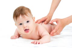 Bebê que obtem a massagem imagens de stock Bebê que obtem a massagem imagens de stock
