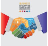 Bedrijfs infographic Creatieve handdruk en Bedrijfsgroepswerkconcept royalty-vrije illustratie Bedrijfs infographic Creatieve handdruk en Bedrijfsgroepswerkconcept royalty-vrije illustratie
