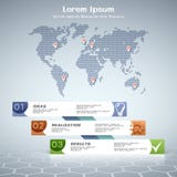 Bedrijfs informatie-grafisch ontwerp met gestippelde wereldkaart royalty-vrije illustratie Bedrijfs informatie-grafisch ontwerp met gestippelde wereldkaart royalty-vrije illustratie