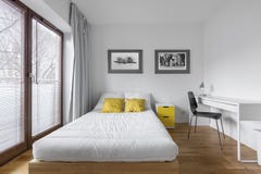 Bedroom with countertop desk stock photos Bedroom with countertop desk stock photos