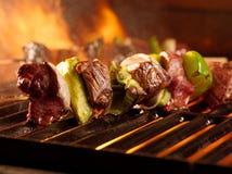 Beef shish kabobs on the grill