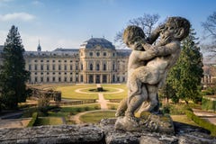 Beeldhouwwerkdecoratie, de Woonplaats van Wurzburg, Duitsland Stock Fotografie Beeldhouwwerkdecoratie, de Woonplaats van Wurzburg, Duitsland Stock Fotografie