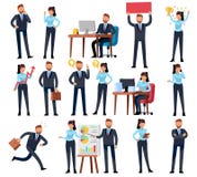 Beeldverhaal bedrijfspersonen Zakenman professionele vrouw in de verschillende situaties van het bureauwerk Vectorset van tekens stock illustratie Beeldverhaal bedrijfspersonen Zakenman professionele vrouw in de verschillende situaties van het bureauwerk Vectorset van tekens stock illustratie