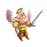 Beeldverhaalaartsengel met zwaard en pantser vector illustratie Beeldverhaalaartsengel met zwaard en pantser vector illustratie