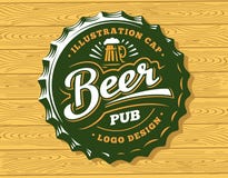 Beer logo on cap - vector illustration, emblem brewery design stock illustration Beer logo on cap - vector illustration, emblem brewery design stock illustration