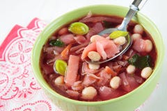Beetroot Soup With White Beans And Leeks Stock Images