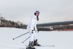 Beginner skier in the ski area royalty free stock image Beginner skier in the ski area royalty free stock image