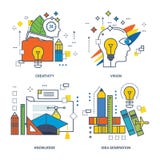 Begrepp av kreativitet, vision, kunskap, idéutveckling vektor illustrationer Begrepp av kreativitet, vision, kunskap, idéutveckling vektor illustrationer