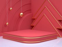 Begrepp 3d som för nytt år framför ferie för jul för guld- för platsvägg för sfär rött hörn för golv abstrakt minsta stock illustrationer Begrepp 3d som för nytt år framför ferie för jul för guld- för platsvägg för sfär rött hörn för golv abstrakt minsta stock illustrationer