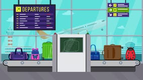 Begrepp för flygplatssäkerhet Röntgenstrålebagagebildläsare Kontrollera bagage inom flygplats royaltyfri illustrationer Begrepp för flygplatssäkerhet Röntgenstrålebagagebildläsare Kontrollera bagage inom flygplats royaltyfri illustrationer