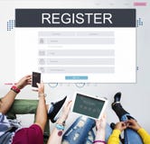 Begrepp för konto för registreringsapplikationmedlemskap arkivfoto Begrepp för konto för registreringsapplikationmedlemskap arkivfoto