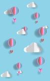 Begreppet av förälskelse- och valentindagen, origami gjorde ballongen för varm luft i en hjärta att forma Pappers- konsthantverks stock illustrationer Begreppet av förälskelse- och valentindagen, origami gjorde ballongen för varm luft i en hjärta att forma Pappers- konsthantverks stock illustrationer