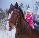 Behandla som ett barn flickahästryggridningen arkivfoton Behandla som ett barn flickahästryggridningen arkivfoton