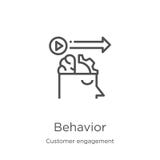 behavior icon vector from customer engagement collection. Thin line behavior outline icon vector illustration. Outline, thin line stock illustration behavior icon vector from customer engagement collection. Thin line behavior outline icon vector illustration. Outline, thin line stock illustration